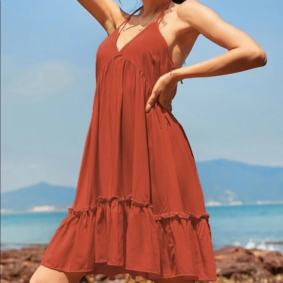 Boho halter tie back ruffle hem dress - Picture 6 of 6